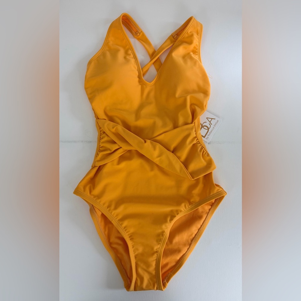 Tori - Marigold V-Neckline Twist-Waist One-Piece Compression Swimsuit XS NWT - Picture 3 of 7